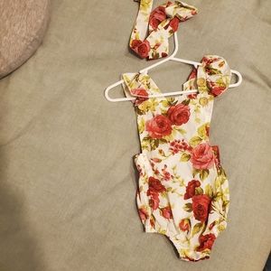 Floral infant bubble onesie